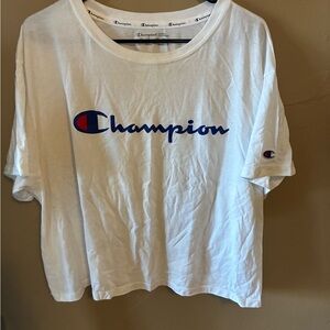 PLUS Champion Crop White Logo Tee